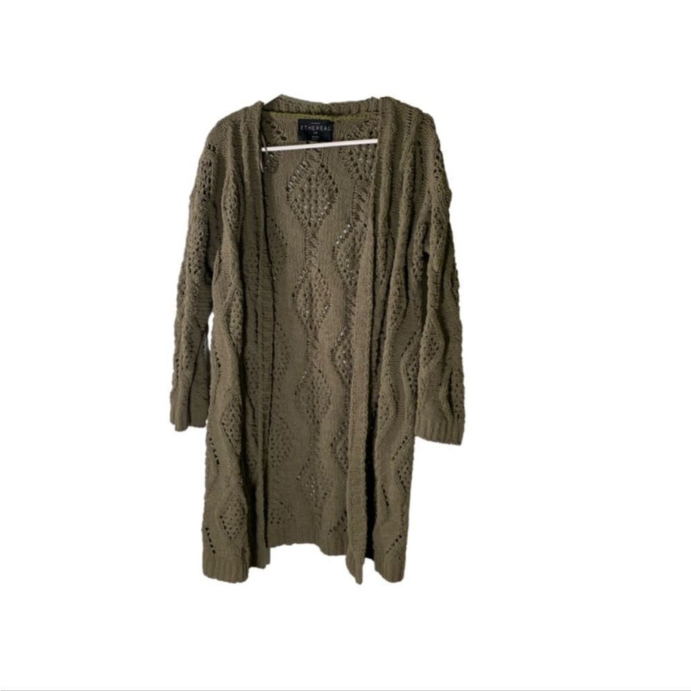 Anthropologie Paper Crane Medium Olive Green Cardigan Sweater‎